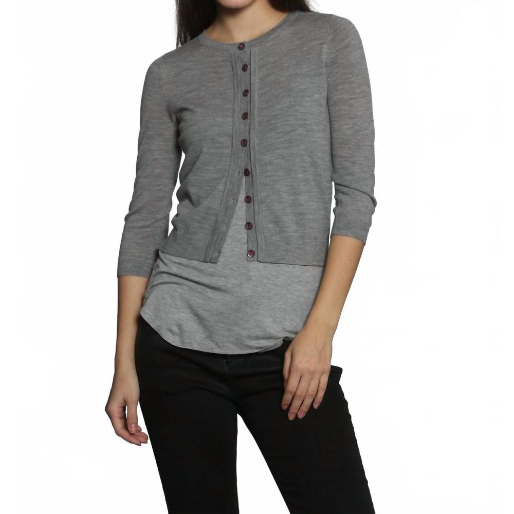 NEW LABEL+THREAD women's merino cardigan in grey
